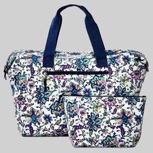 Woman Within White Playful Paisley 2-Piece Tote Bag & Cosmetic Bag Set - New
